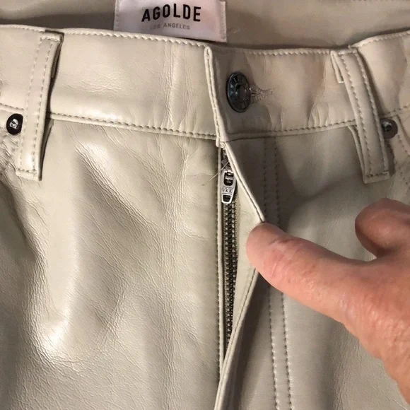 Free People AGOLDE Women's Size 10 Toast Color Recycled Leather Bland Shorts - Picture 11 of 14